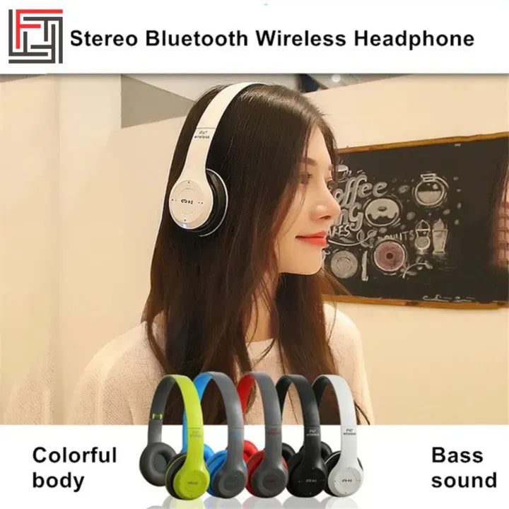 P47 Bluetooth 5.0 Wireless Headphones Foldable HIFI Stereo Bass Earphones with Microphone USB Adapter for iPhone Play