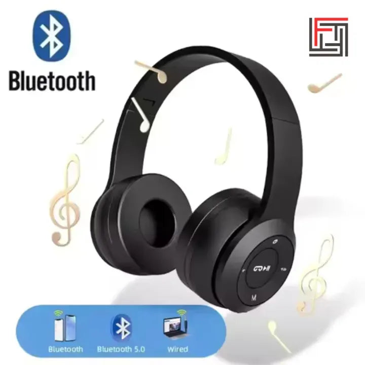 P47 Bluetooth 5.0 Wireless Headphones Foldable HIFI Stereo Bass Earphones with Microphone USB Adapter for iPhone Play