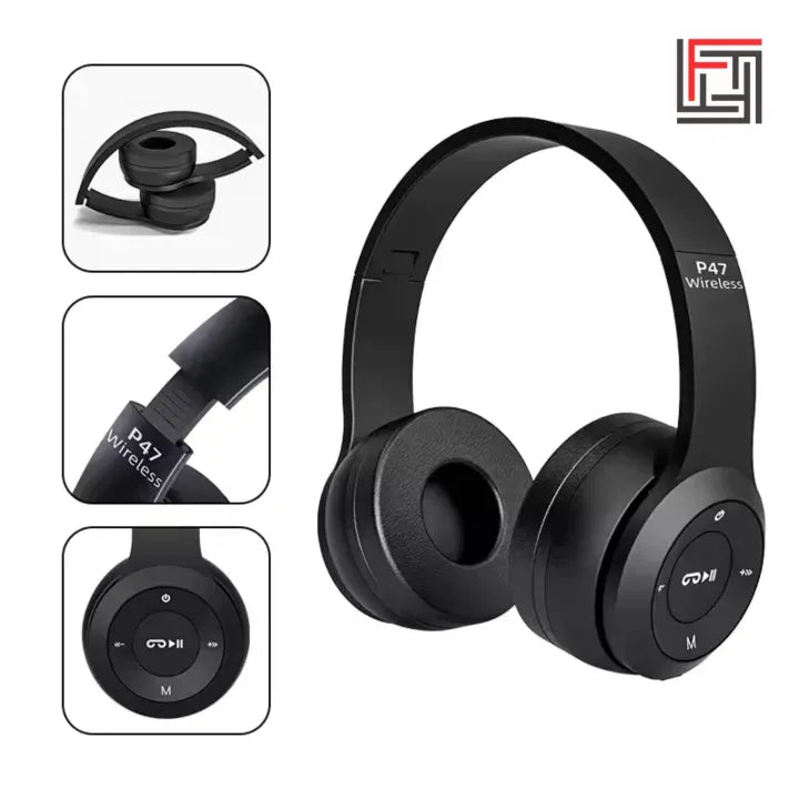 P47 Bluetooth 5.0 Wireless Headphones Foldable HIFI Stereo Bass Earphones with Microphone USB Adapter for iPhone Play