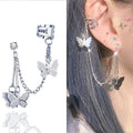 1 Pcs Single Ear Cuff Earing For Girls Butterfly Chain Tassel Stylish Korean Jewellery Earrings For Girls Fashion Personality Korean Jewelry